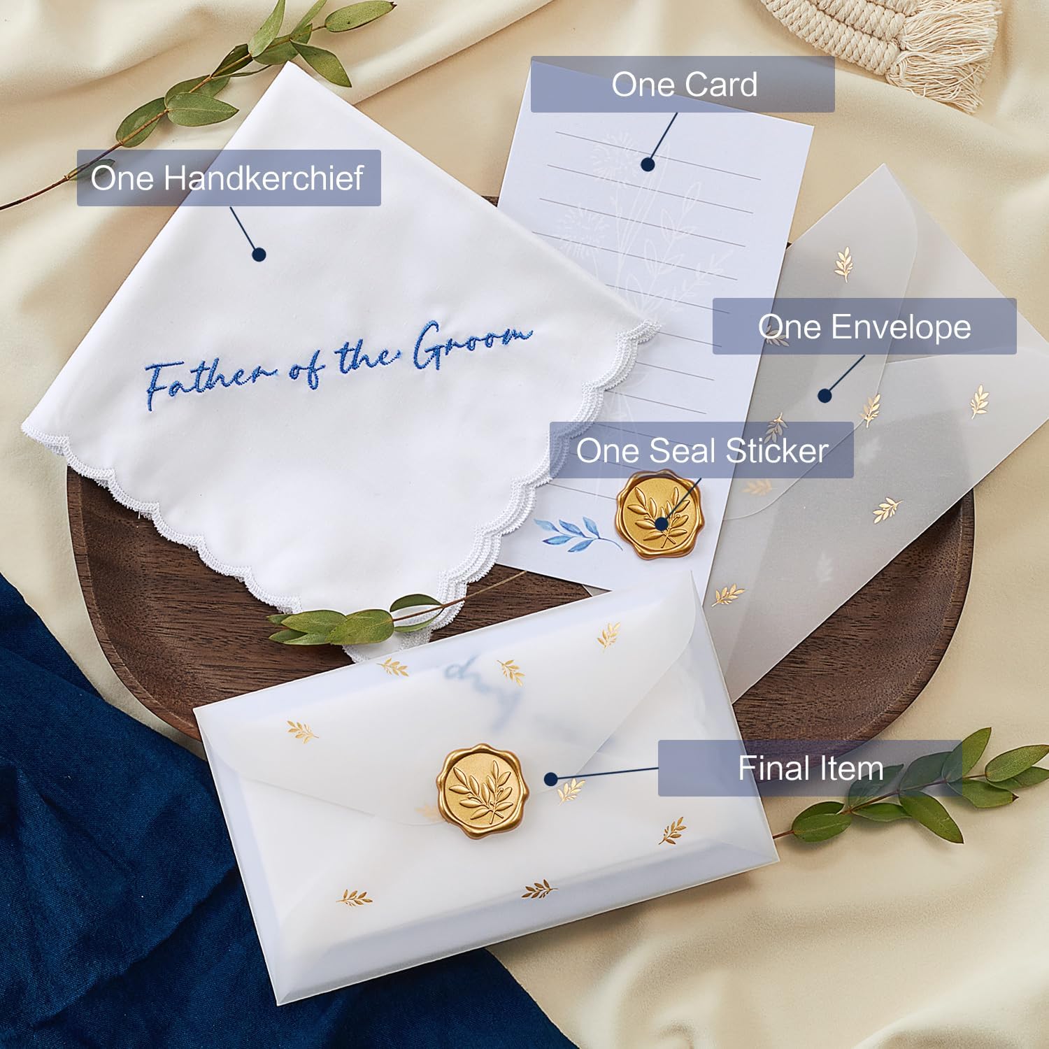 Truliva Wedding Gifts: Mother & Father of the Bride Handkerchiefs, Something Blue - Image 2