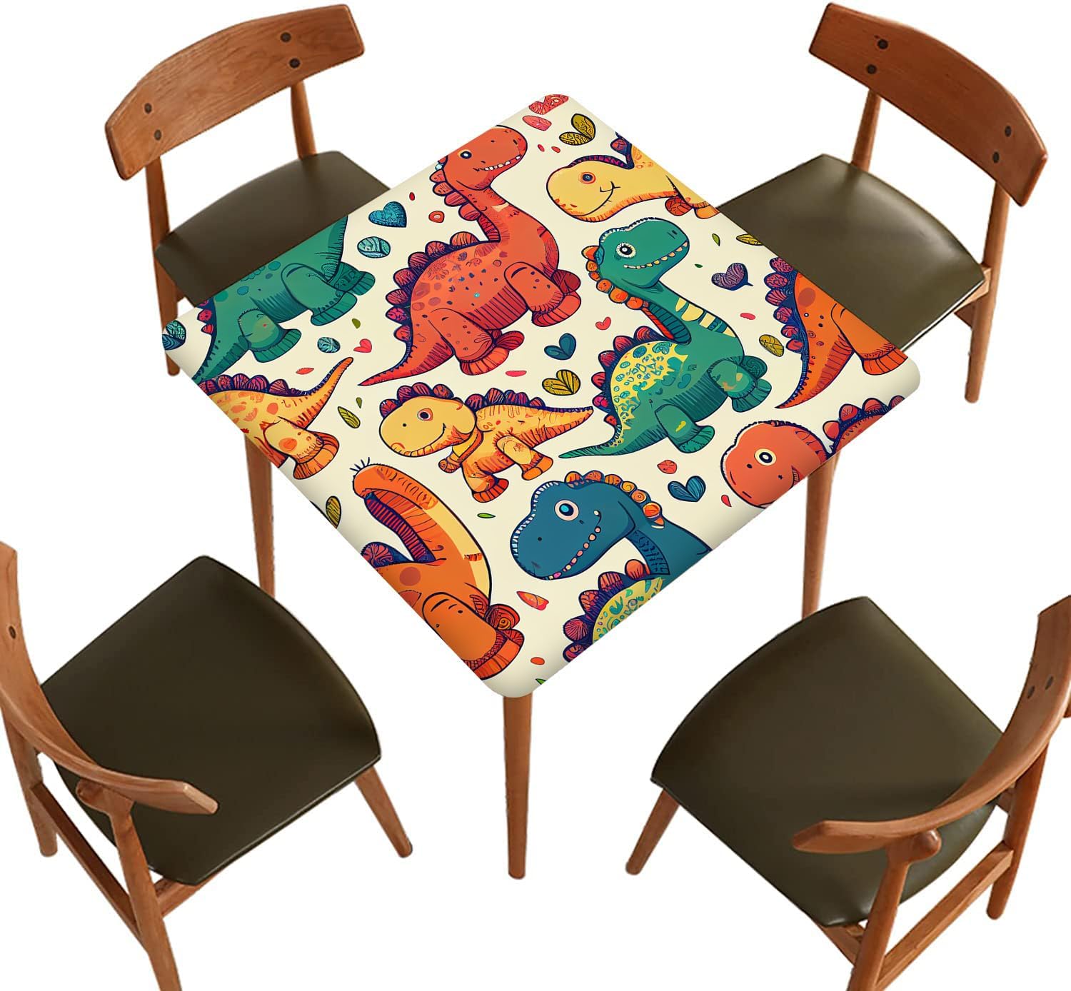 Square Fitted Polyester Tablecloth, St. Patrick's Day Elastic Edge Decorative Table Cover, Stain Resistant Washable Table Cover for Garden Patio Picnic Use, Fits 48"x48" Square Table