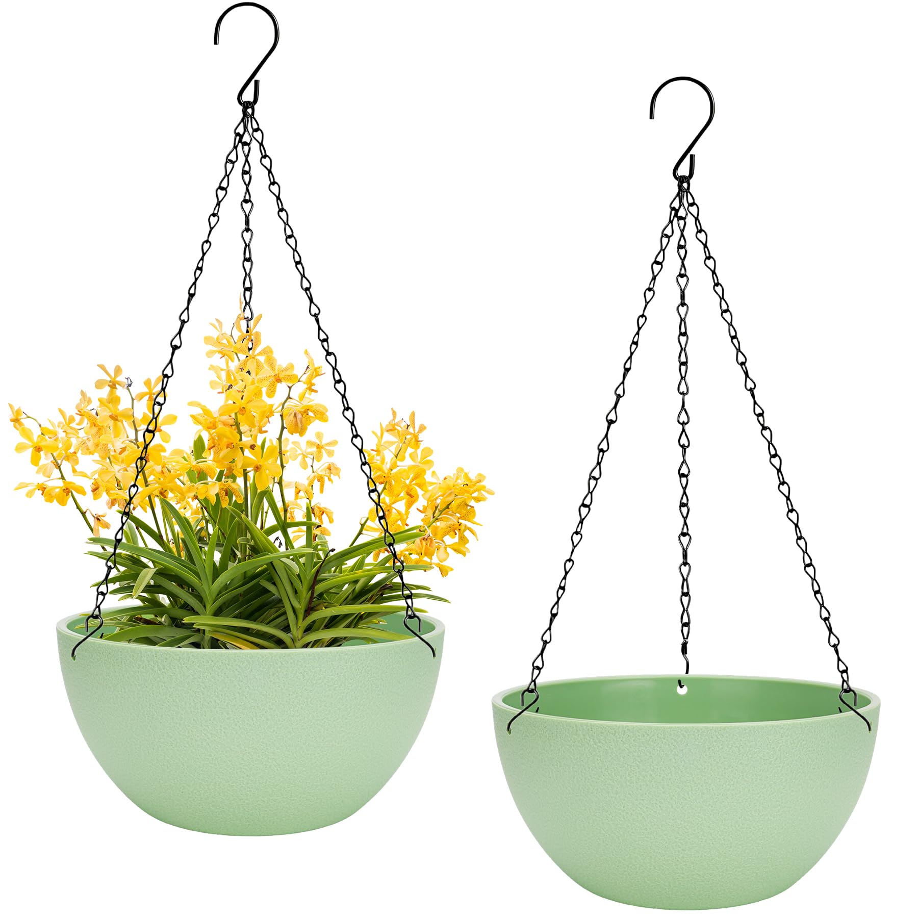 CSYY Plant Pots Indoor, Plastic Pot, Flower Pots Outdoor Self Watering Indoor Plant Pot with Drainage Holes and Tray, Plastic Planter for Garden House Plants (Green, 10in)