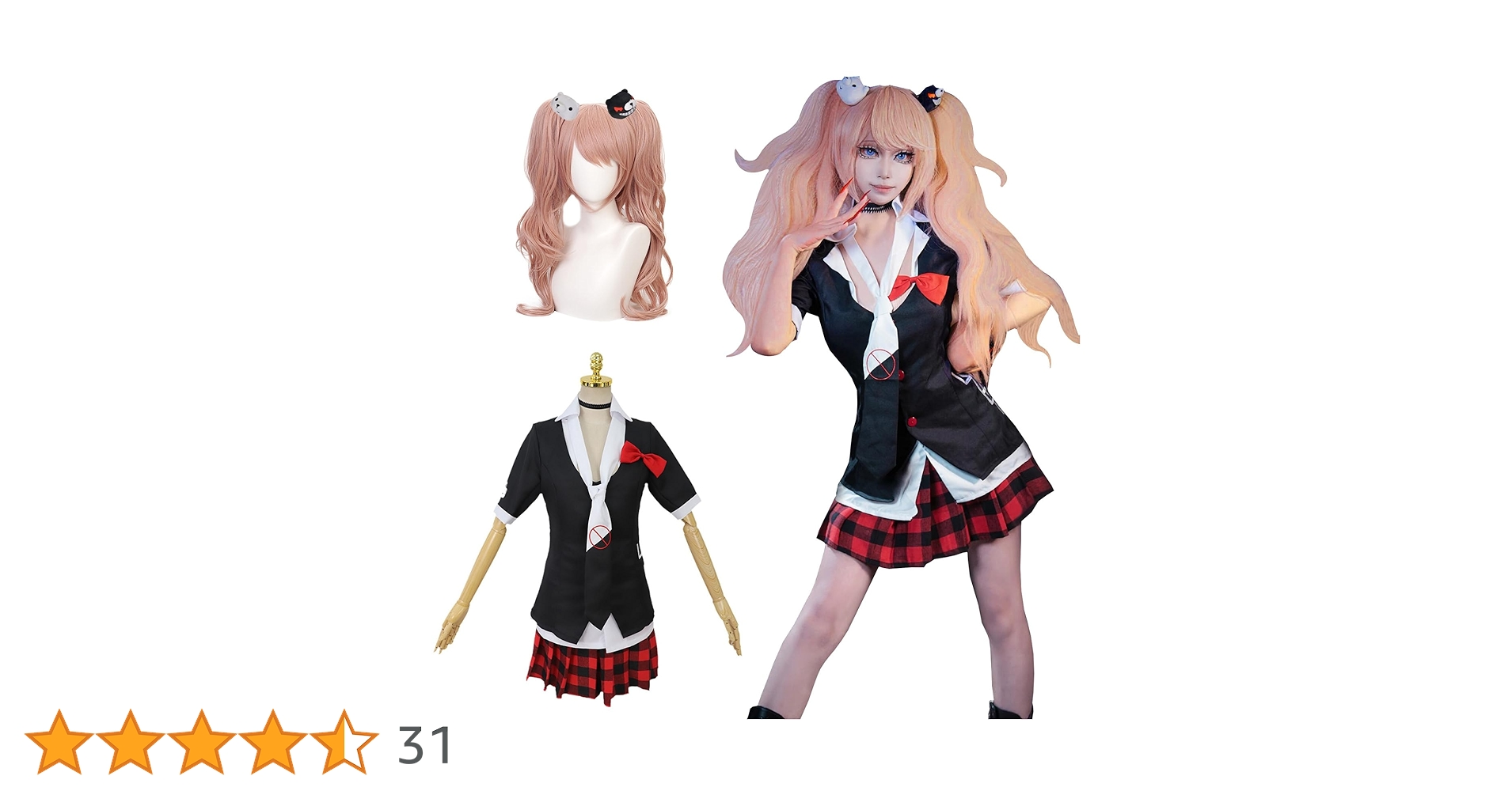七海千秋　ダンガンロンパ　コスプレ　衣装　フルセット　ウィッグ付き Amazon.co.jp: [milky time] ウィッグ付き 七海千秋 コスプレ