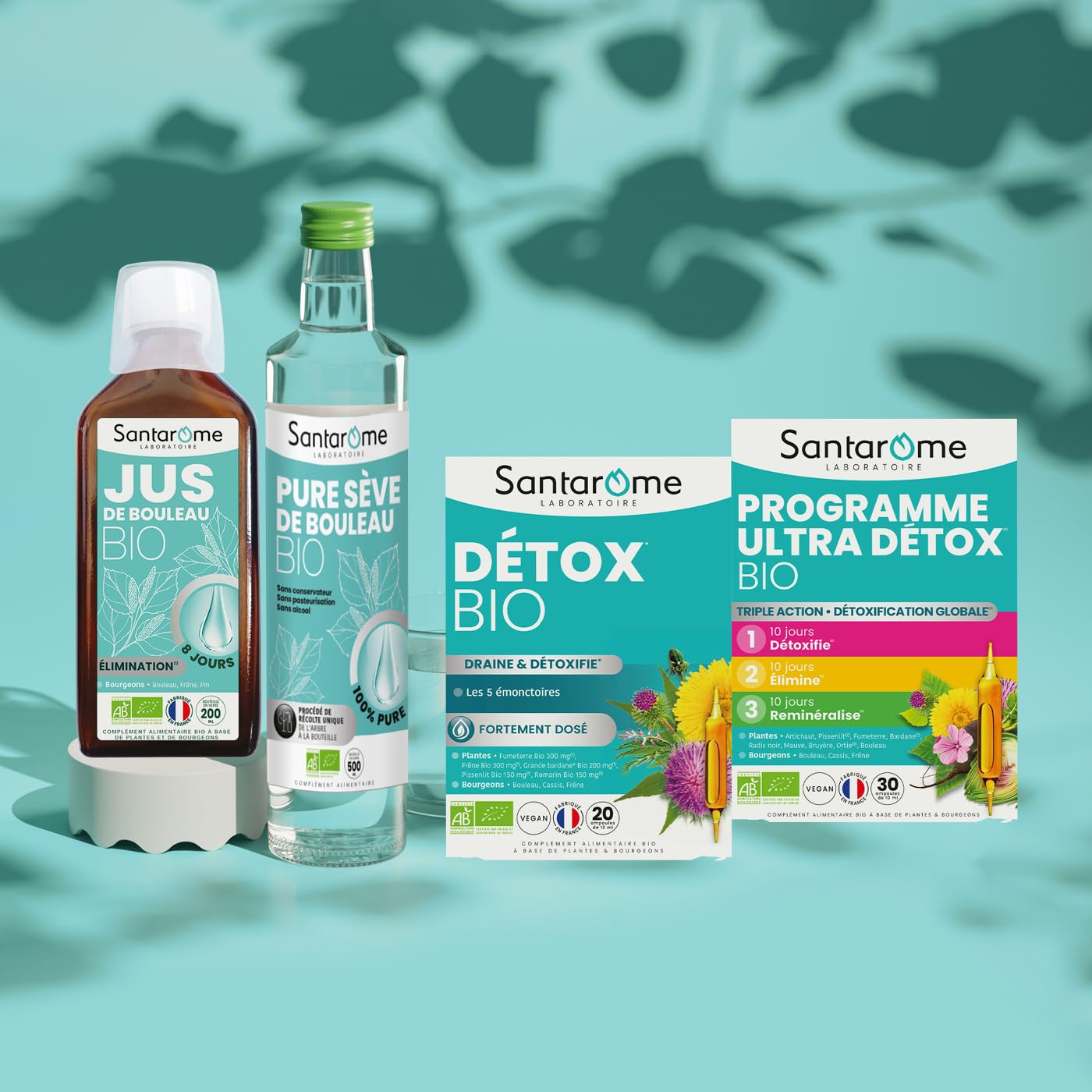 Santarome - Programme Ultra Détox | Complément Alimentaire Détox | Détoxe, Elimine, Reminéralise - A base de plantes - Artichaut, Radis Noir, Bardane | Cure 1 mois | Végan | Made In France