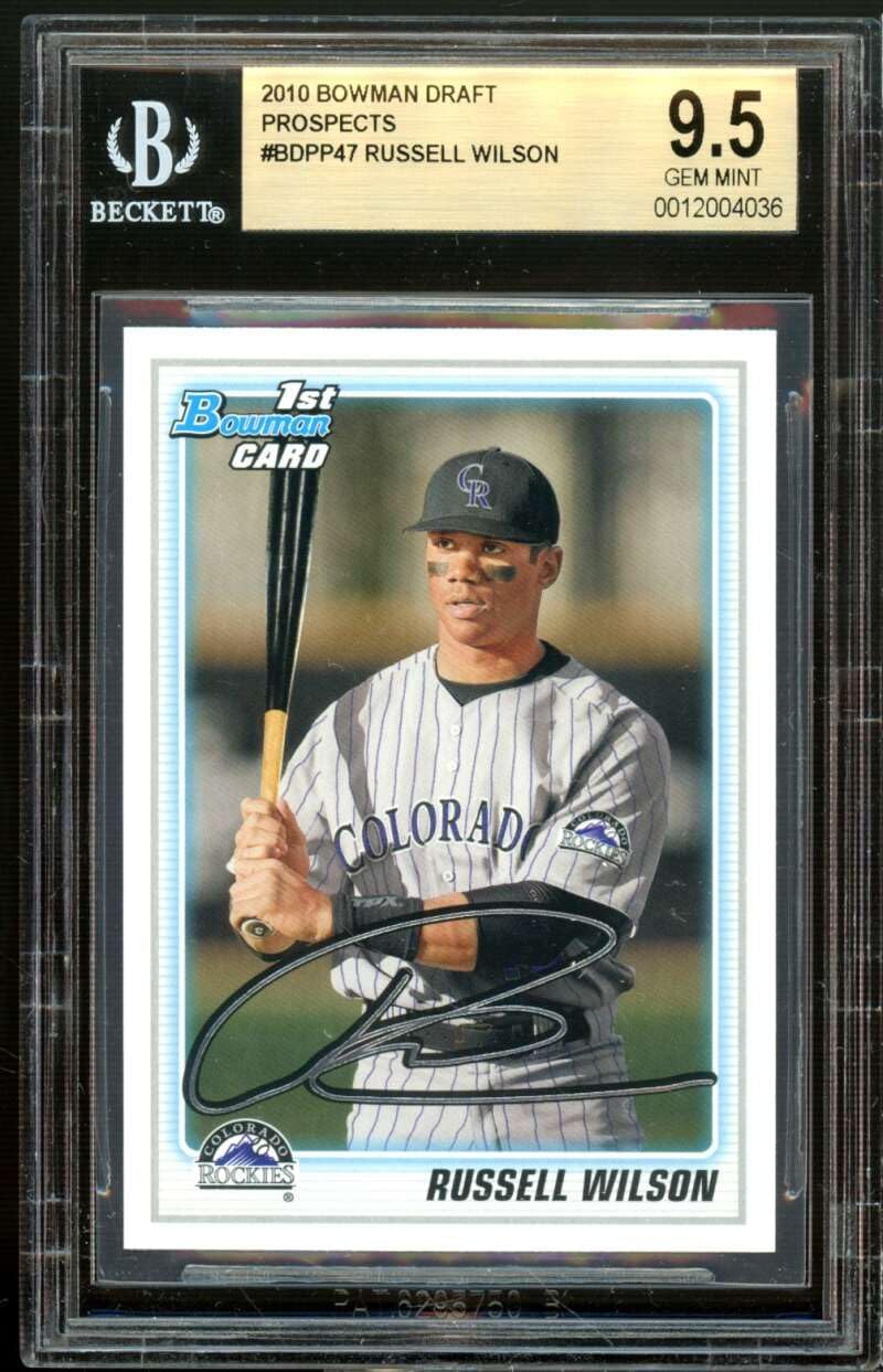 Russell Wilson Baseball Rookie Card 2010 Bowman Draft Prospects #BDPP47 BGS 9.5