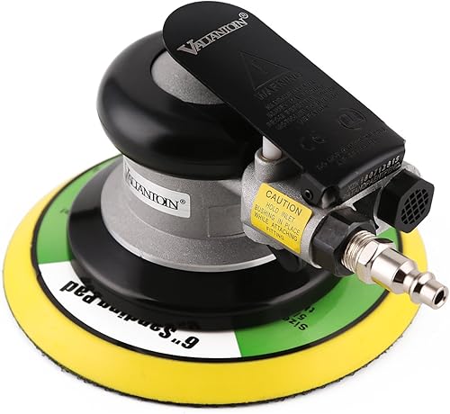 Vista 21 de lijadora orbital al azar profesional de la palma del aire de 6", lijadora neumática resistente de la acción dual Negro