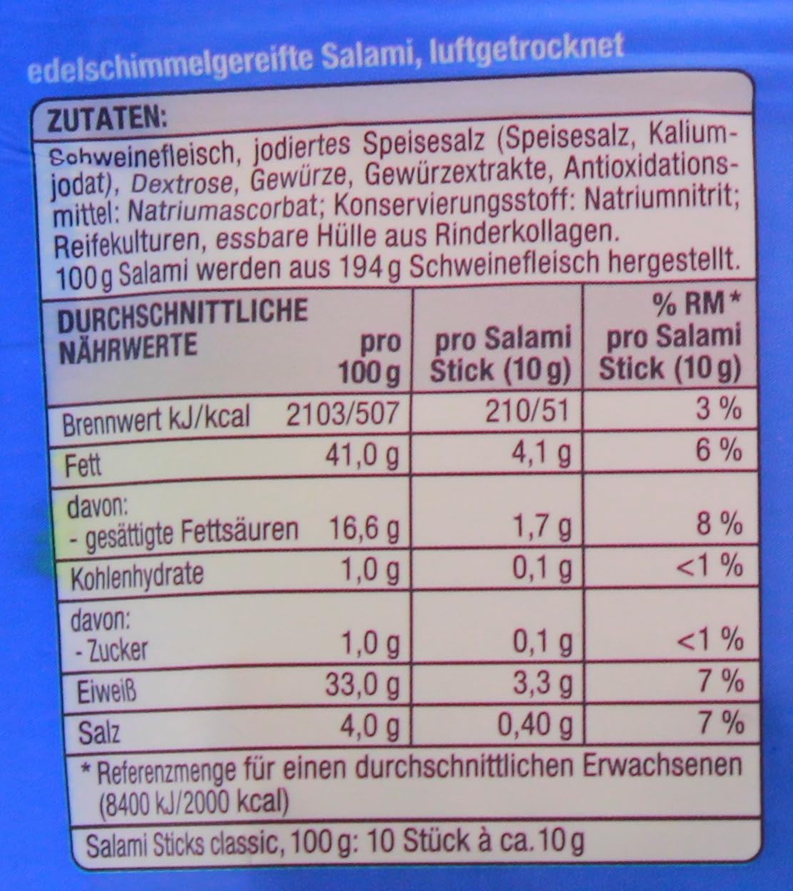 Gut & Günstig Salami Sticks classic, 8er Pack (8 x 100g)