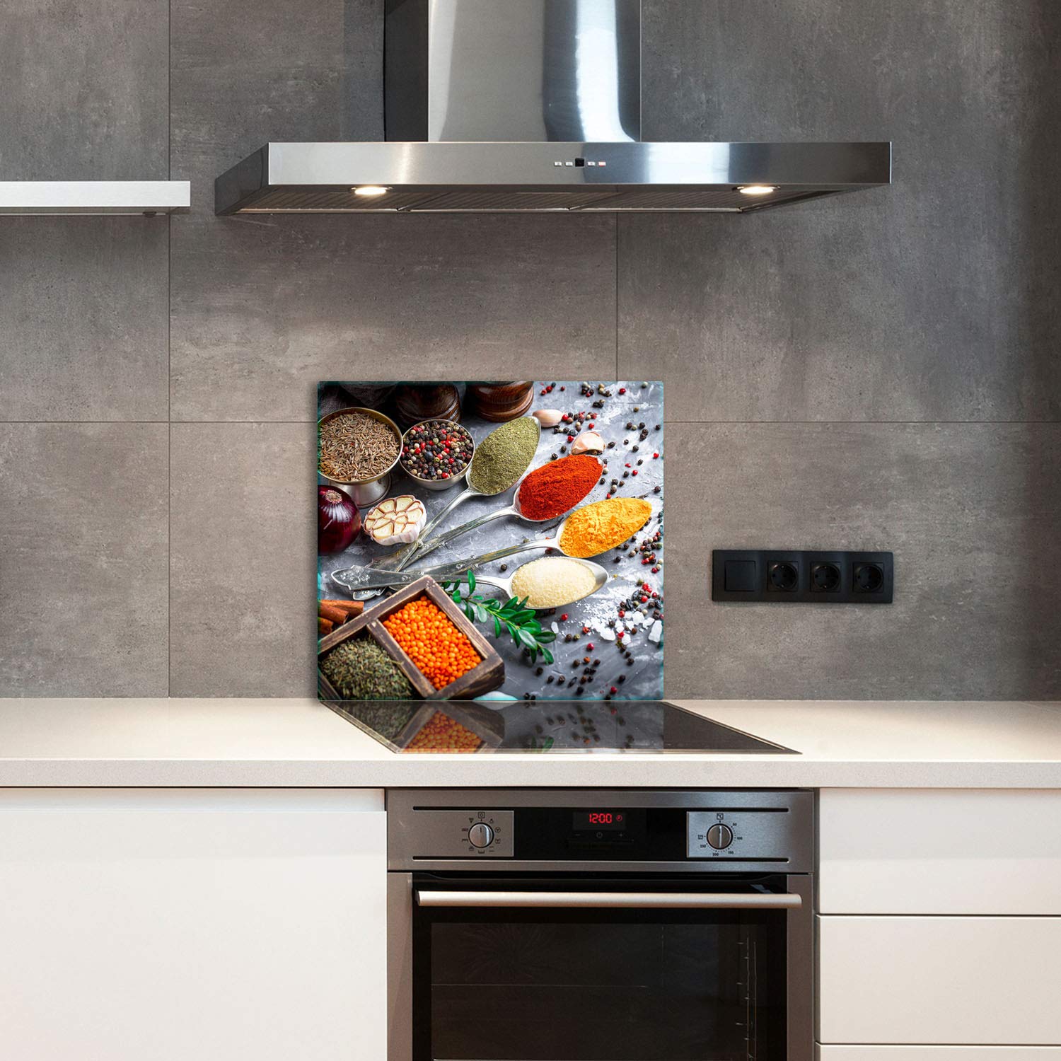 TMK | Keuken achterwand spatbescherming van gehard glas 65 x 60 cm