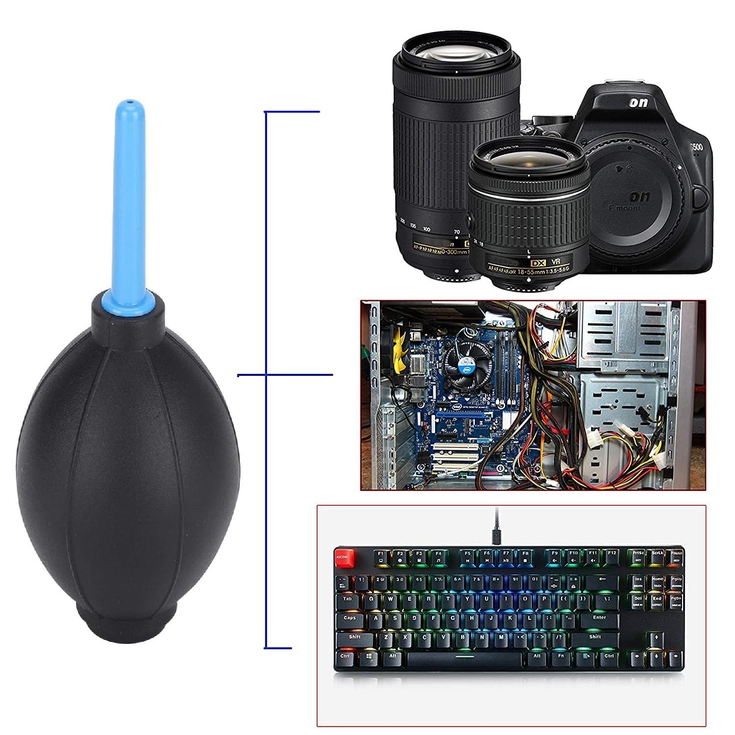 Veltrix - Universal Rubber Air Blower Pump | Dust Cleaner for Camera, Keyboard, Laptop, Watch, CPU, PCB, Lens, TV, Mobile | Soft Silicone Squeeze Bulb for Electronics & Delicate Items (1) - Image 5 thumbnail