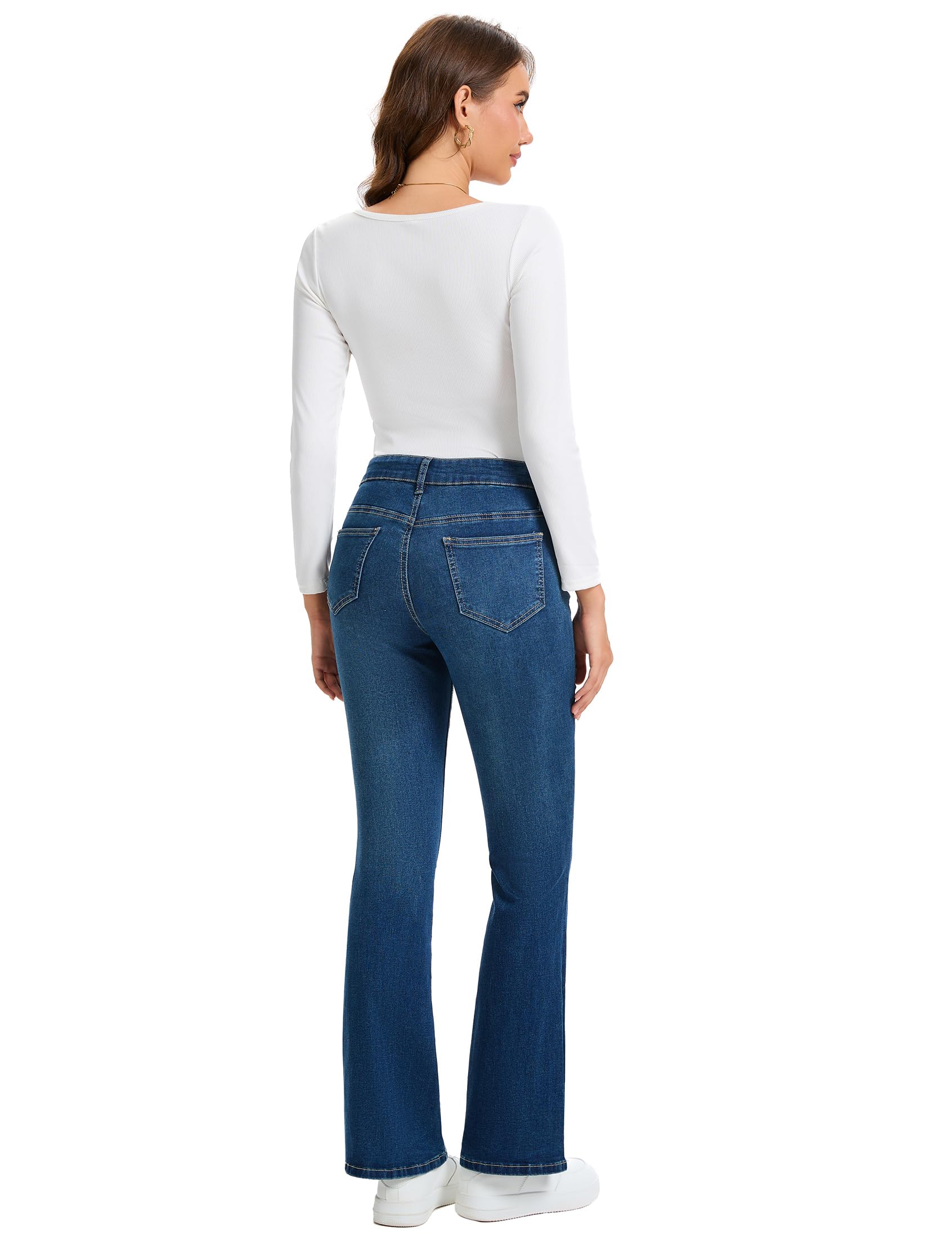 Jeans premaman da donna per gravidanza Bootcut jeans a vita medio alta svasato denim pantaloni premaman con tasche