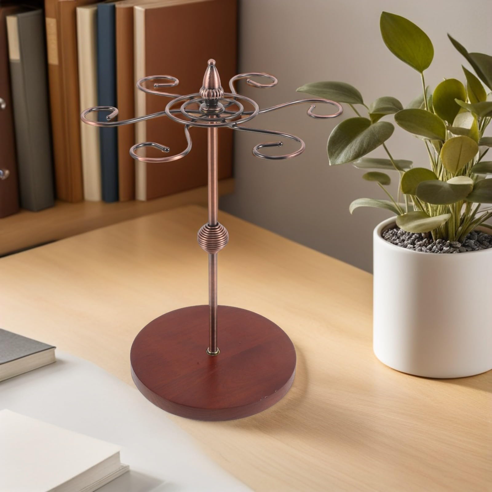 STOBAZA Medaille Display Ständer aus Metall und Holz mit 360° Drehbarer Basis Stabile Konstruktion für Tisch und Schreibtisch Kompakter Medaillenhalter für Sportler und Läufer