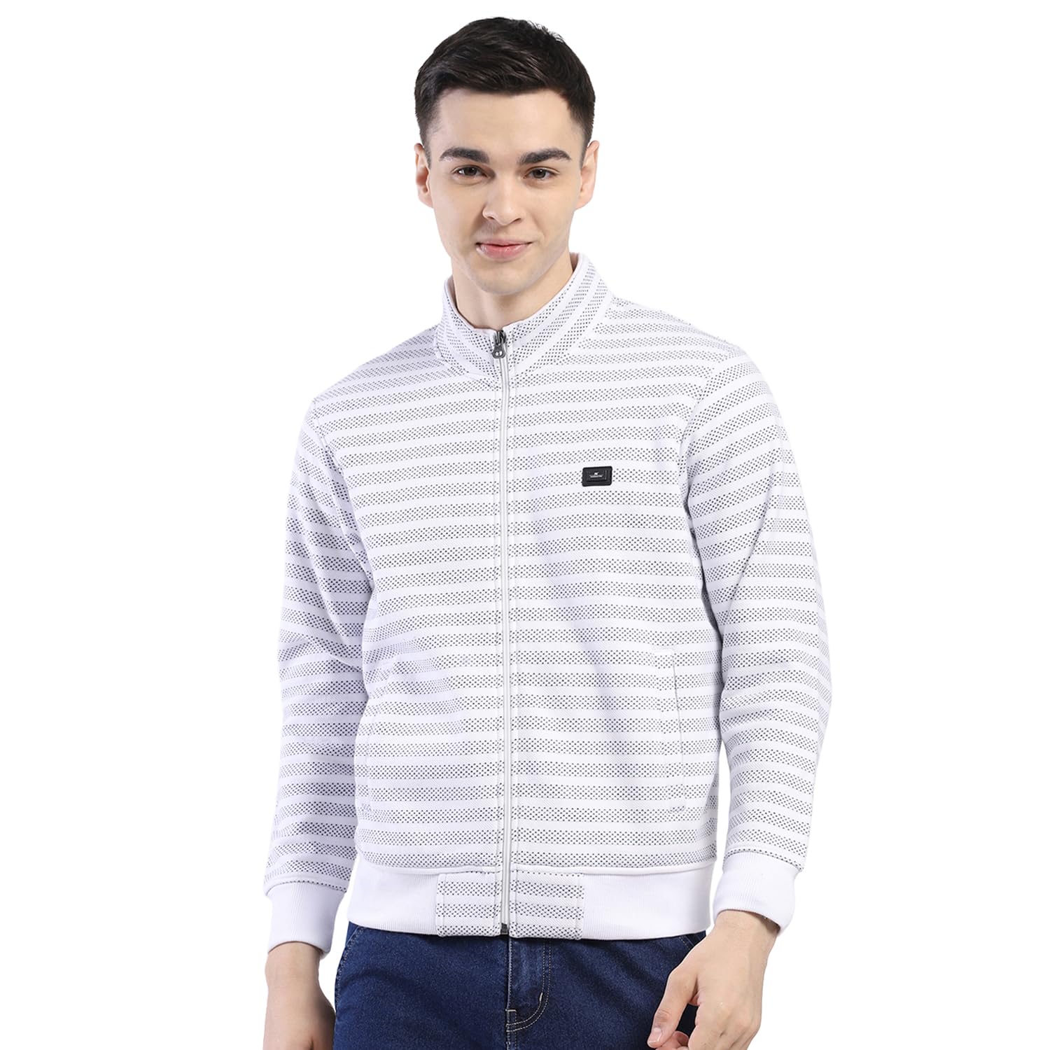 monte carlo Men Regular Fit Self Designed Pattern Mock Neck Zipper Closure Full Sleeve Winter Sweatshirt| Stylish Sweatshirt for Men | Soft Comfortable Casual Winter Wear for Men's (Pack of 1)-picture-17
