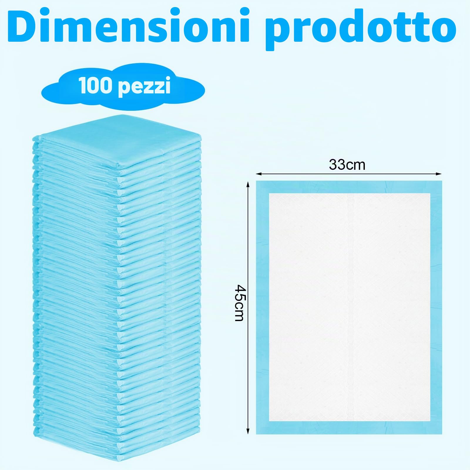 100 pezzi Traverse Neonato Fasciatoio Monouso, 33 x 45 cm Getta e Getta Multiuso Panni Assorbenti Monouso, Traversine Pannolini Bambino Traspirante Morbido Impermeabile