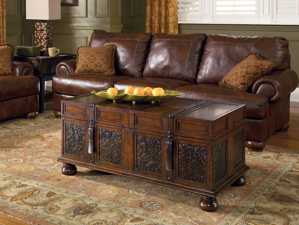 【希少】ブラウン・ソルトマン・マガジンコーヒーテーブル Ashley McKenna Coffee Table with Storage in Dark Brown : Amazon.in