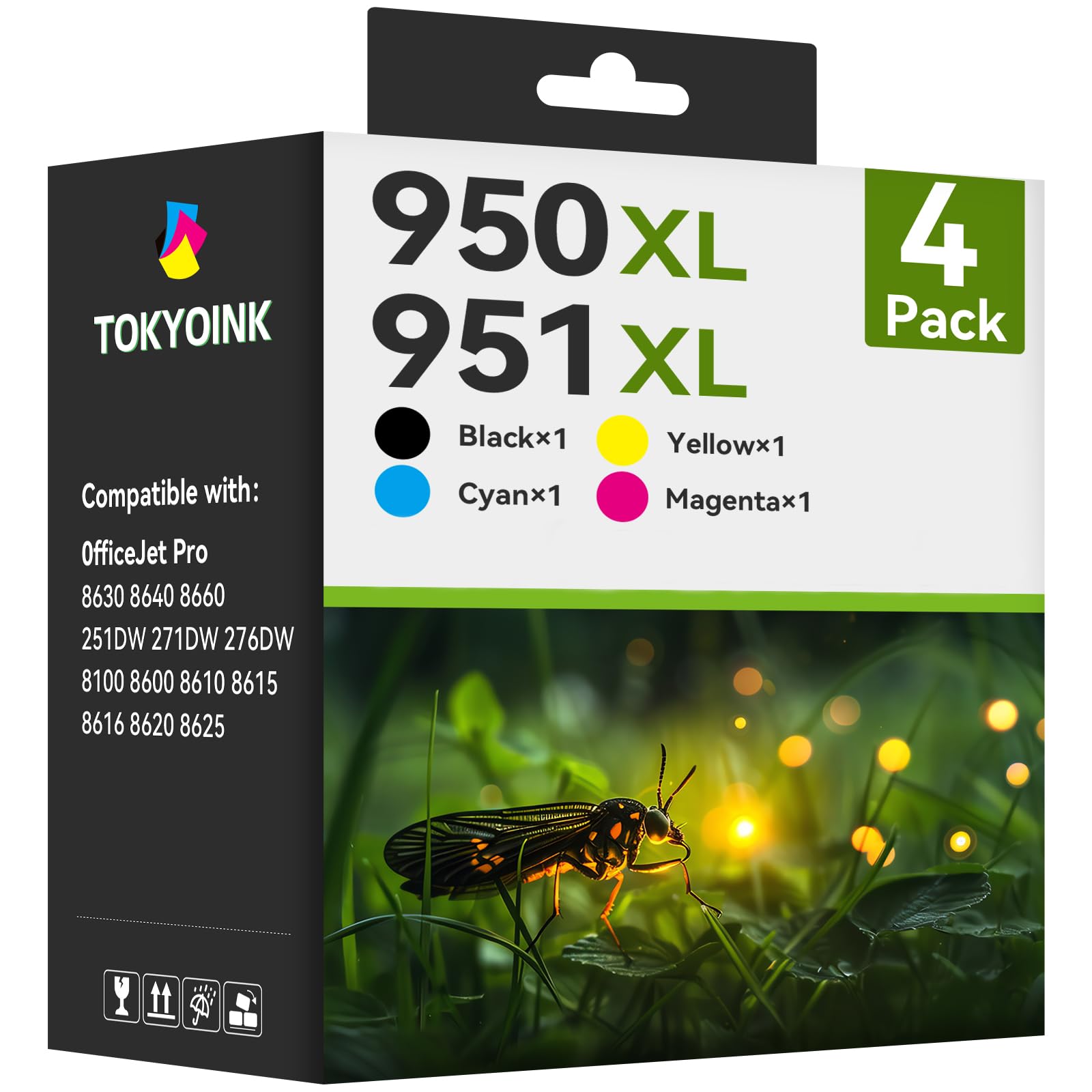 Photo 1 of 950XL and 951XL Ink Cartridges Combo Pack (4 Pack) Replacement for HP 950XL 951XL Ink Cartridges for HP Printer Works for 8600 Officejet Pro 8610 8620 8630 8100 8615 Black Cyan Magenta Yellow