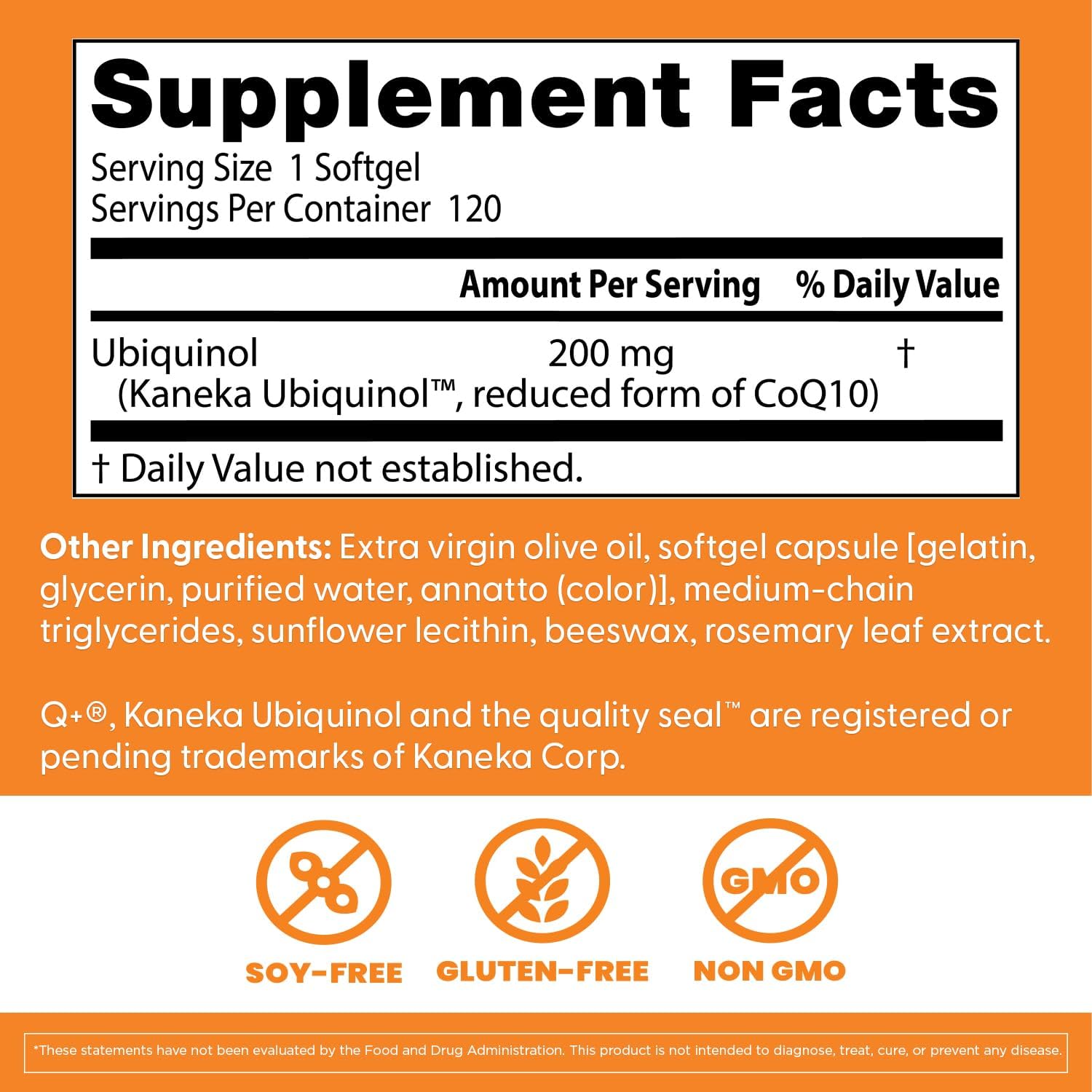 Doctor's Best Kaneka Ubiquinol 200 mg Supplement for Men & Women - Reduced Form CoQ10, Coenzyme Q10 200mg for Antioxidants & Heart Health Support, Non GMO, Gluten Free, Soy Free - 120 Softgels - Image 3