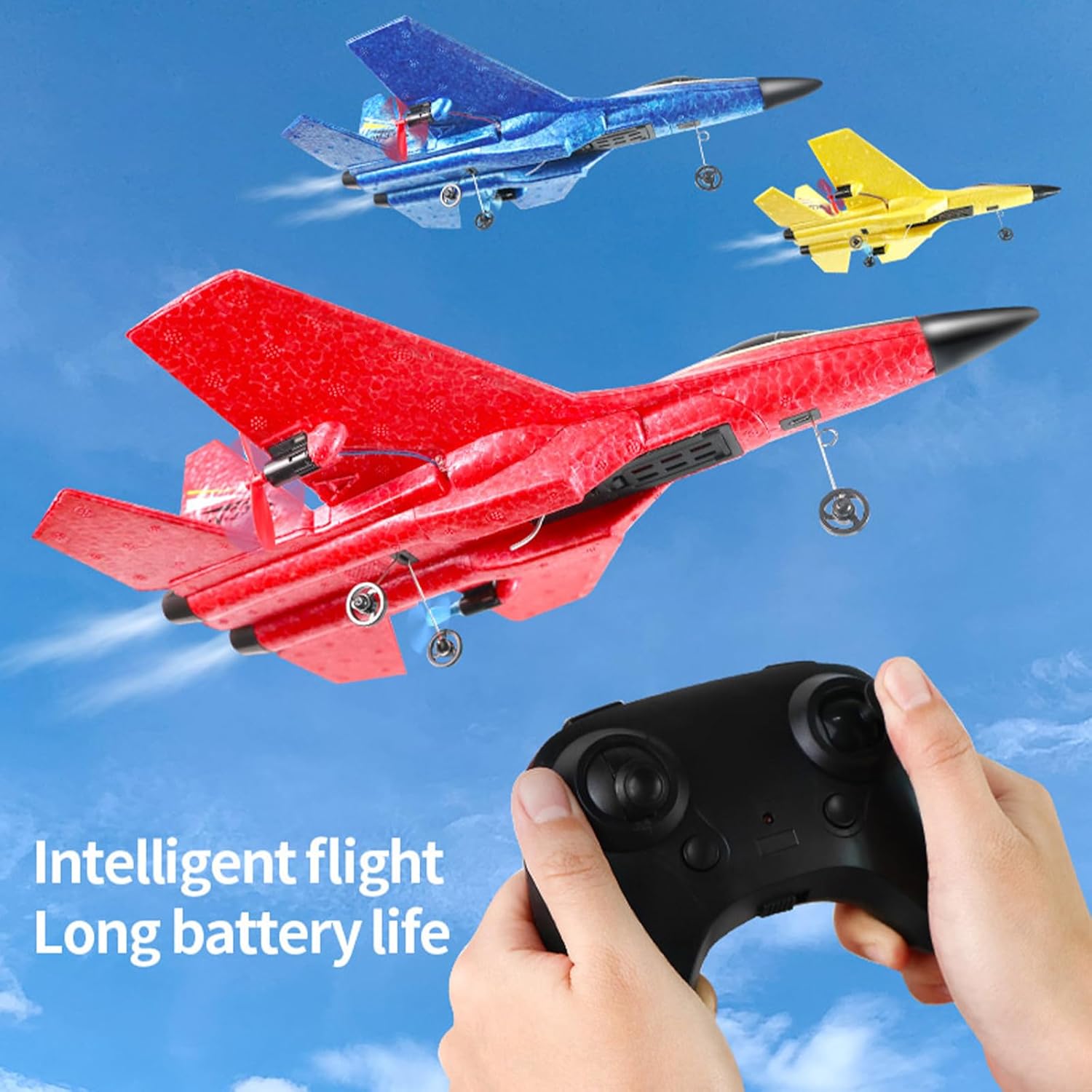 RC Airplane with Gyroscope, EPP Material, Remote Control Aircraft with Spare Props, (Yellow)