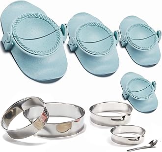 MUMSUNG Empanada Maker Press, 6-Inch Extra Large Dumpling Maker Set with Dough Cutter, Dumpling Mold Set for Pierogi, Pastelitos, Calzone, Turnovers, Chinese Dumpling 4Sizes-Blue (6"/4"/3"/2.6")