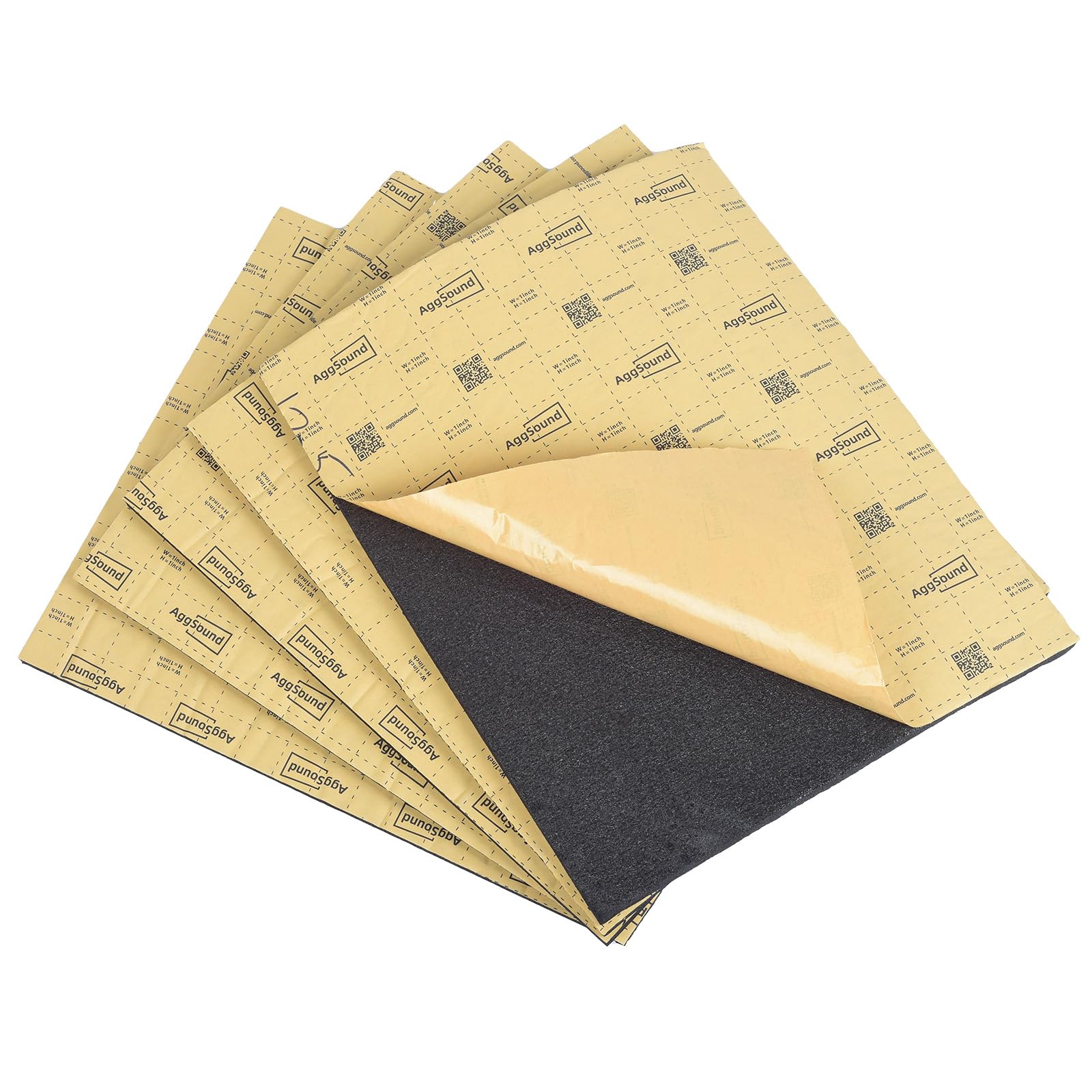 AggSound Pack of 5 Cut Insulation Boards, 10 mm 40 x 33 cm Car Sound Insulation, Self-Adhesive Mat (0.56 m², 6 sqft)