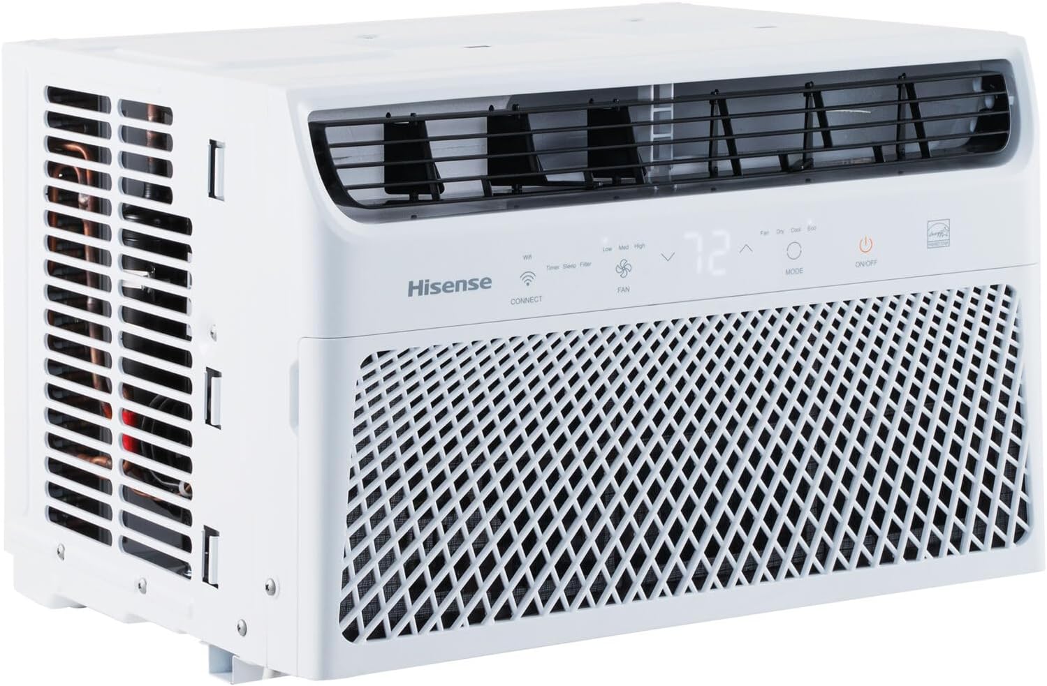 Hisense AHW0823CW1W 8,000 Smart Air Conditioner with Wi-fi Control, Dehumidifier, and Remote, 115V, Window AC Unit for Apartment, Bedroom, Medium Rooms up to 350 Square Feet in White, 8000 BTU 8000 BTU Cool Only