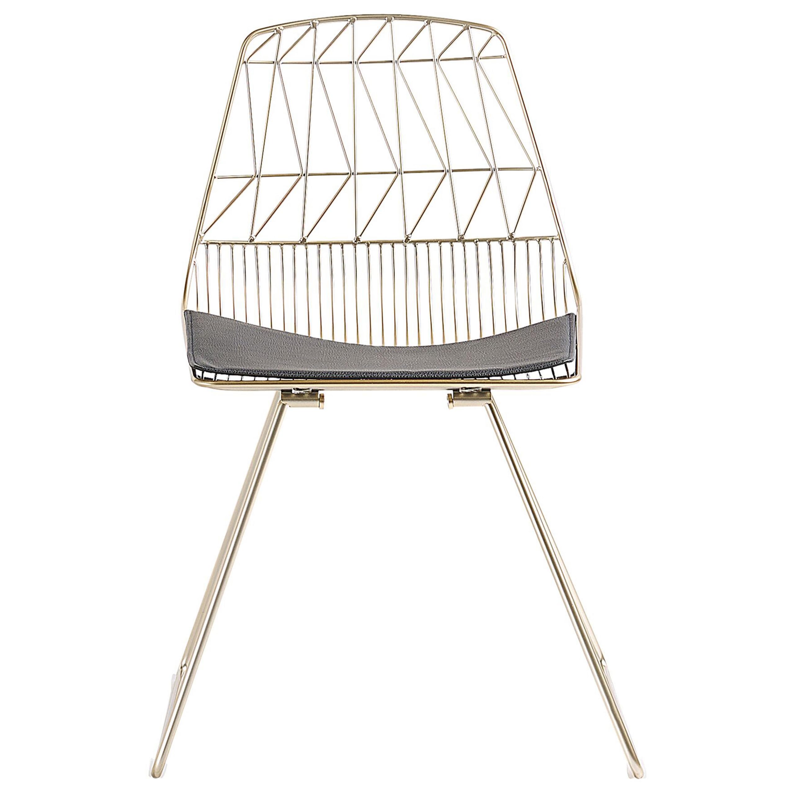 Beliani Lot 2 Chaises Industrielles en Métal Doré Assie en Cuir PU Noir et Design Tendance pour Salle à Manger Salon ou Chambre Moderne
