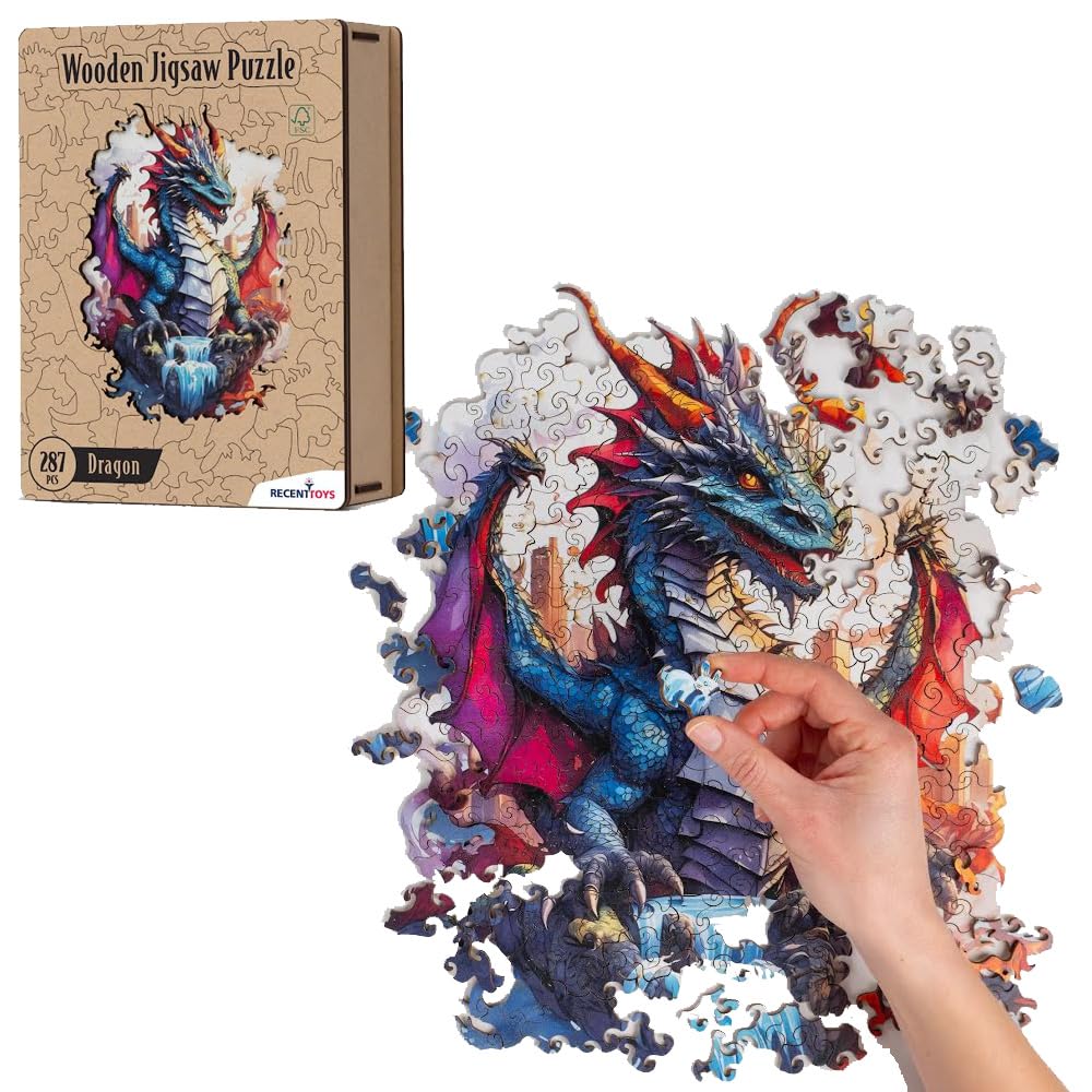 Recent Toys Wooden Jigsaw Puzzle Fantasy Dragon for Adults and Kids.287 Piece puzzle