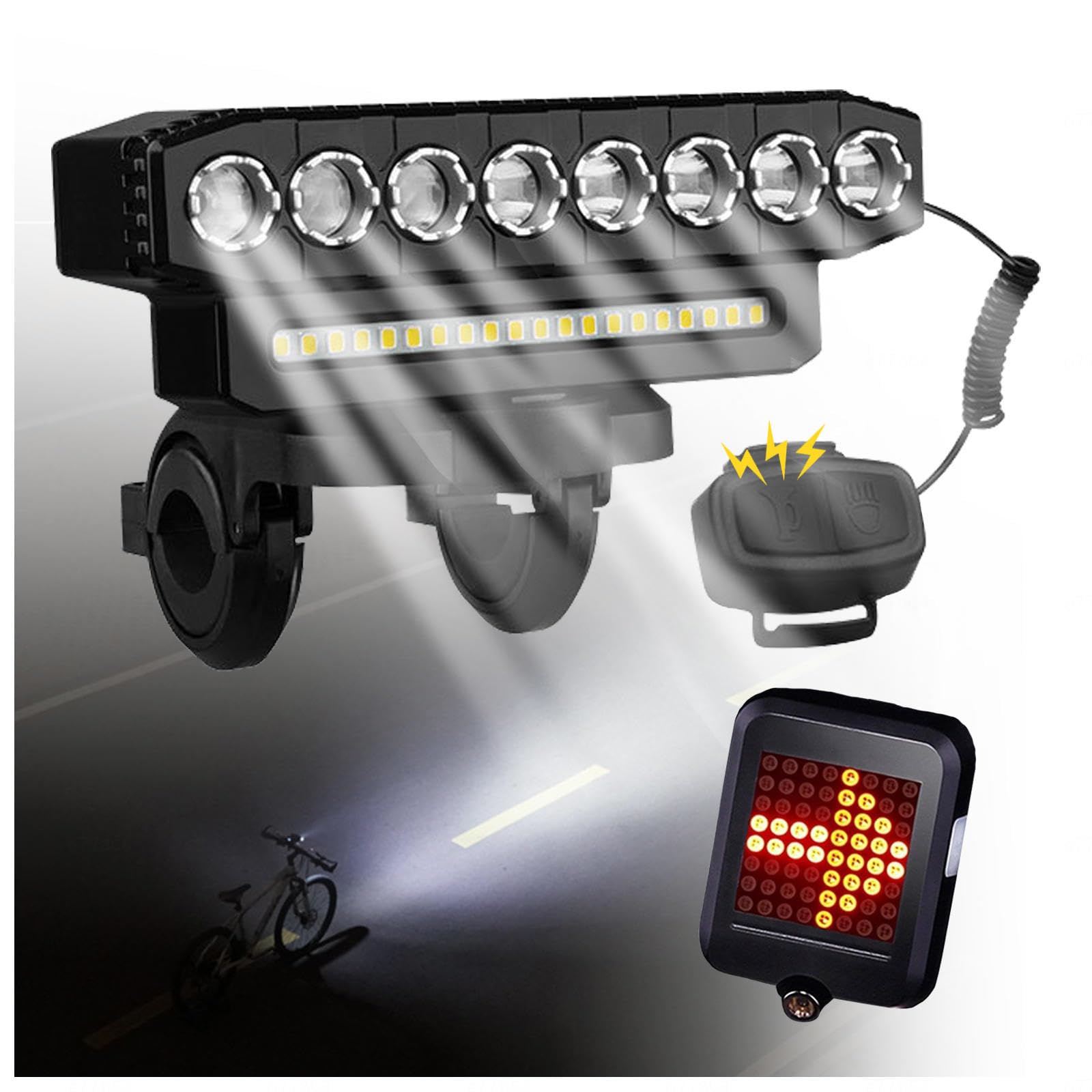 Luci Bicicletta Kit, USB Ricaricabile,Impermeabile Con Luce Posteriore Bici Da Corsa, Frecce Monopattino Elettrico Impermeabile,Per Bici Strada E Mtb