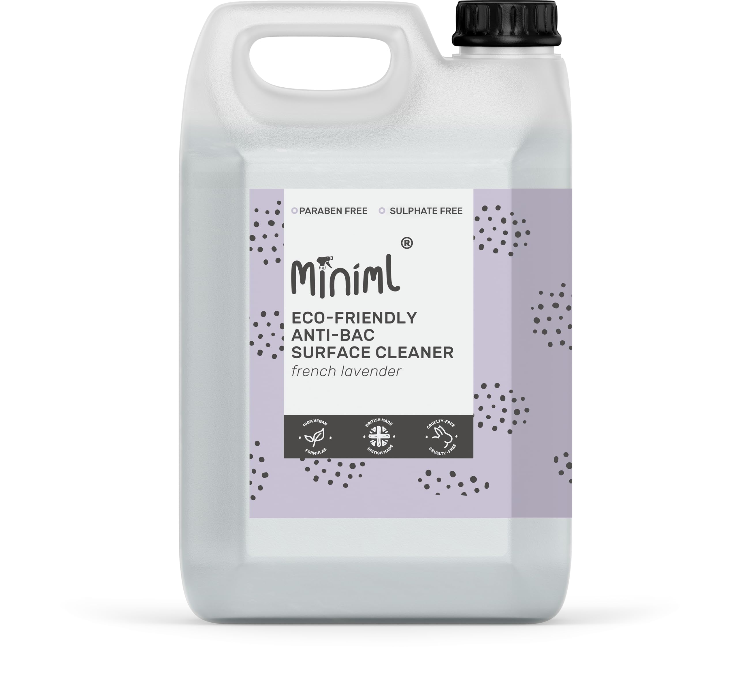 MinimlEco Antibacterial Spray Surface Cleaner 5L Refill - French Lavender Scented Multi Purpose Anti-Bac Disinfectant Cleaning Product - Natural Plant Based Vegan Formula & Cruelty Free