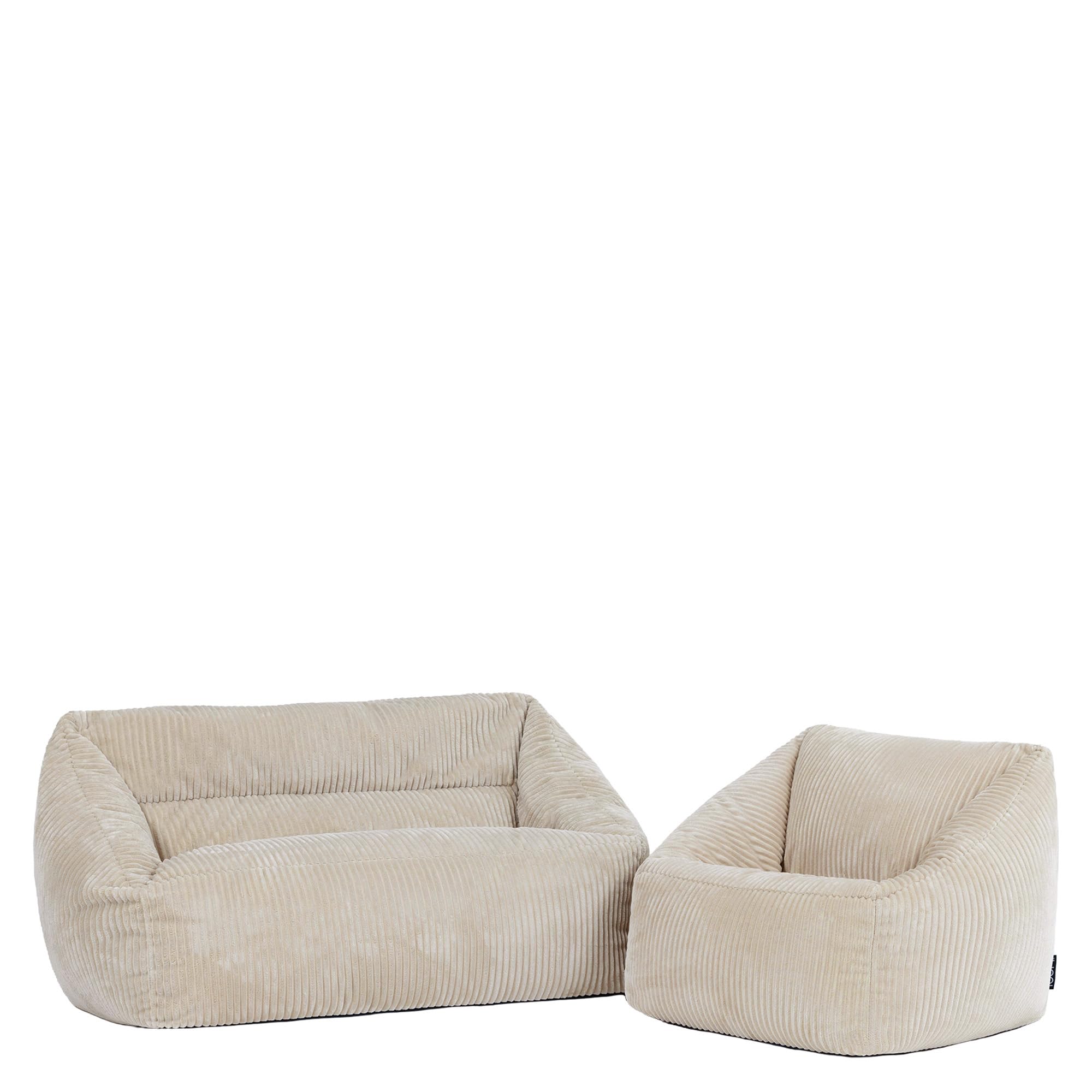 Icon Natalia Kinder Sofa mit Sitzsack, Beige, Flauschiger Cord Stoff, Sitzsack Cord mit Füllung, Bequemer Kinder Sessel, Kuschelsessel, Lese Sessel, Schlafzimmer, Kinderzimmer, Jugendzimmer