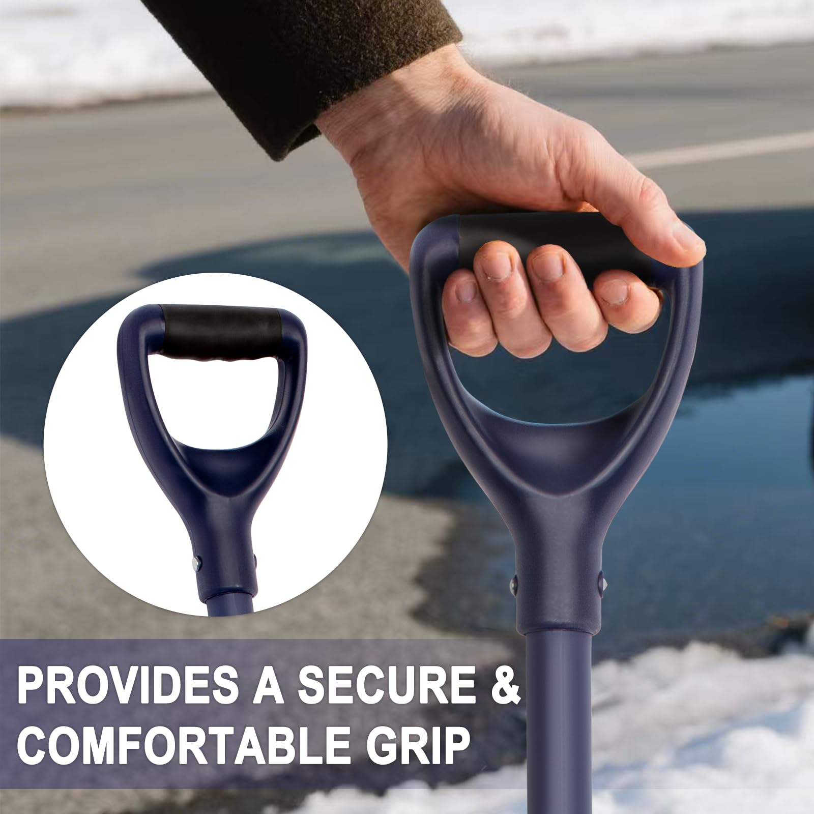 Nohovu Pala de nieve para entrada, pala de nieve de gran capacidad con mango en D, pala de nieve de aluminio para eliminación de nieve, 45 pulgadas
