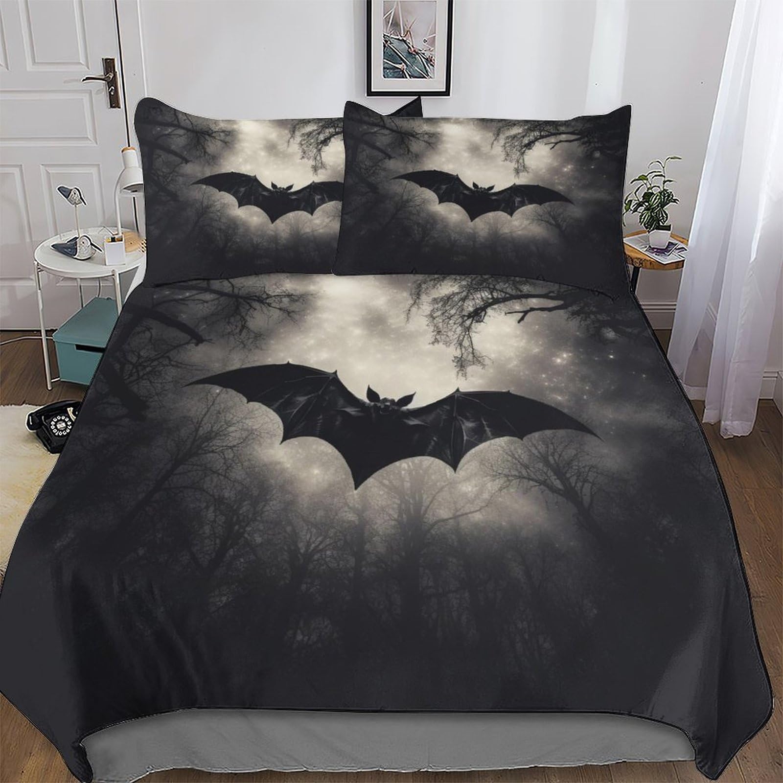 Llxxhh Bat Comforter Cover Bedding Set Kids Duvet Cover Bedspread Cover With Pillowcase Soft Quilt Cover For Youth And Adult King(220X240cm)