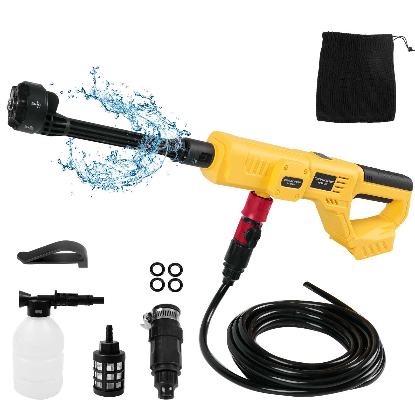 Limpiador de alta presión con batería 6 en 1, compatible con batería Dewalt de 18 V, 1000 PSI, pistola de limpieza a presión portátil para coches, ventanas, césped, jardines, piscinas, pantalones de 5