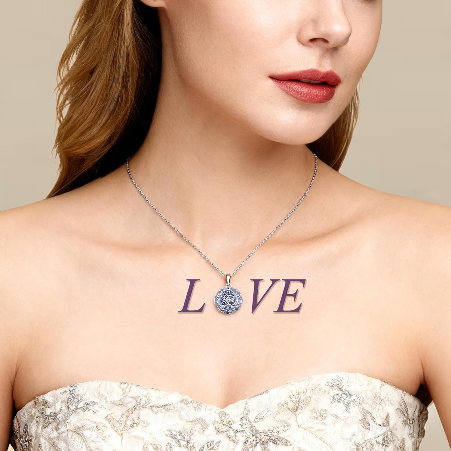 Pendant Necklaces for Women Setting Natural Gemstone Chrome Diopside Tanzanite Birthstone Pendants S925 Sterling Silver Cubic Zirconia Classic Style Fine Jewelry for Her - Image 4