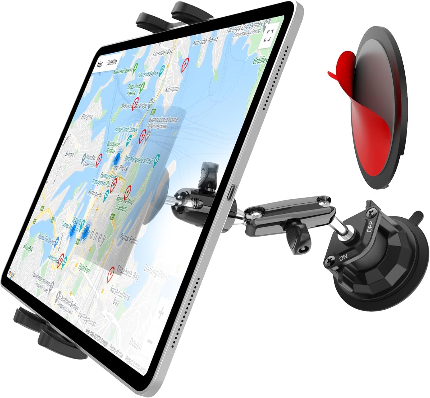 Windshield Car Tablet Holder with Aluminum Arm, Dashboard Tablet Mount with Suction Cup for Truck Car SUV Business Vehicle Fits iPad Pro 13/12.9/Air/Mini, Galaxy Z Fold, 4-13" Devices