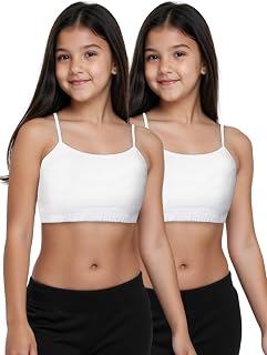 DChica Cotton Uniform Beginners Bra for Girls, Non-Padded Full Coverage Seamless Non-Wired Gym Workout Bra with Adjustable... Price In India