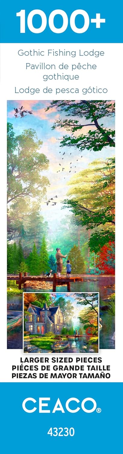 Ceaco - Gothic Fishing Lodge - 1000 Larger Sized Piece Jigsaw Puzzle - Colorful Puzzle for Adults – Precision-Cut Pieces, Beautiful Artwork, and Hours of Relaxing Fun