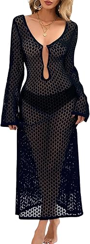 Womens Swimsuit Cover Up Bathing Suit Crochet Bikini Swimwear Coverups Knit Cut 