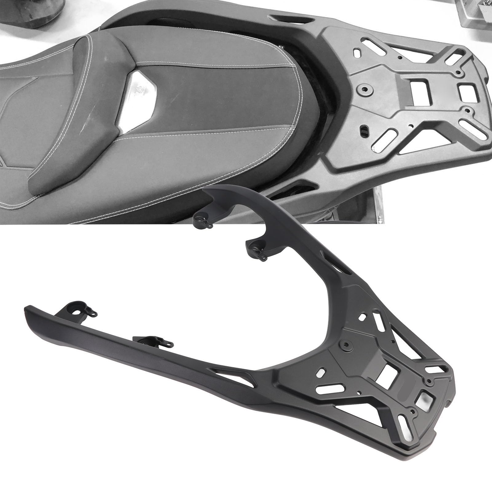 Xmax 125 250 300 Portaequipajes Trasero 2017-2024 Portaequipajes de Aleación de Aluminio para Motocicletas, Acabado Negro Mate, Estante de Almacenamiento Resistente