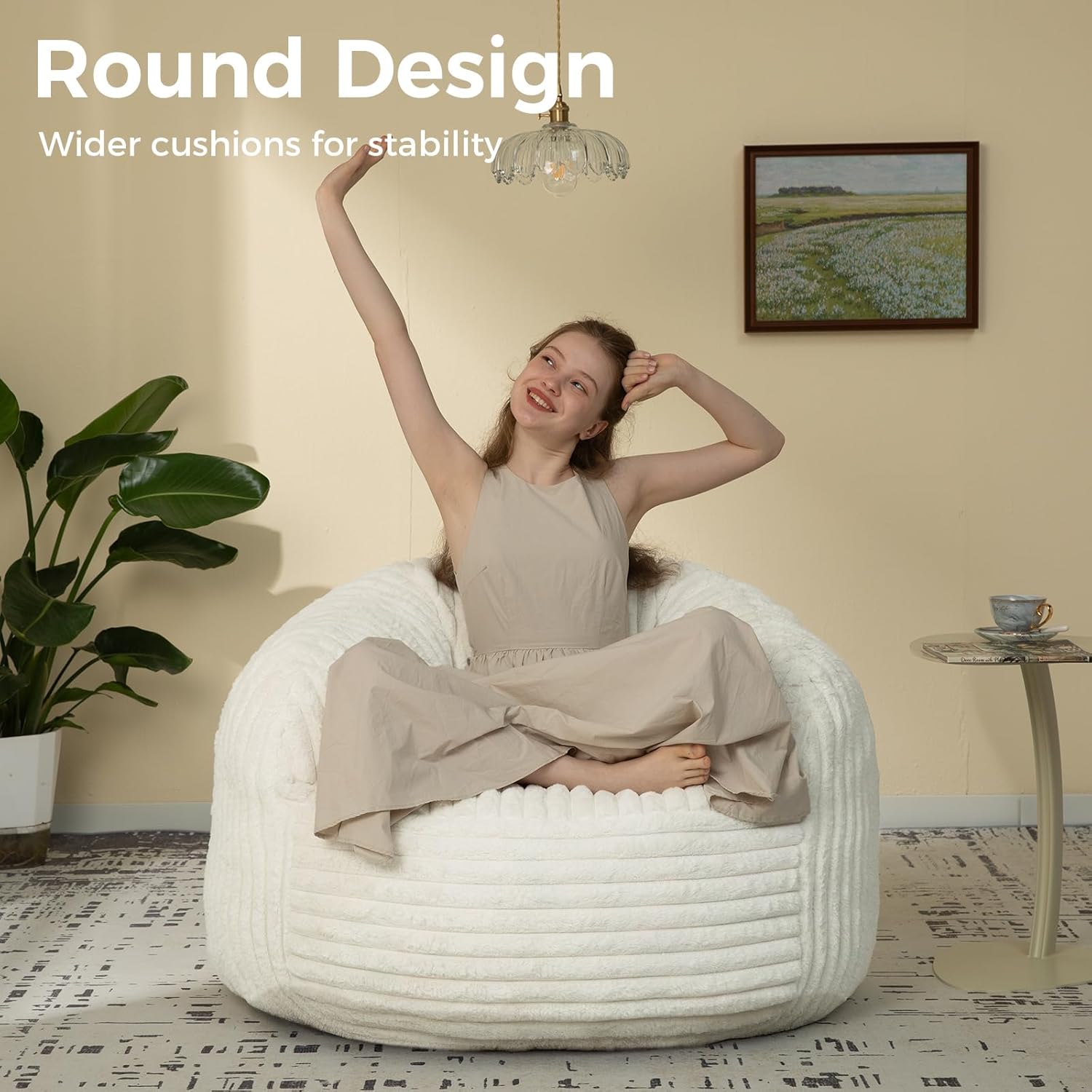 Bean Bag Chair for Adults and Teens, Comfy Cozy Bean Bag Chairs,Beanbag Chair for Dorm Lazy Couch Sofa Chair Living Room Gaming,Reading - Image 4