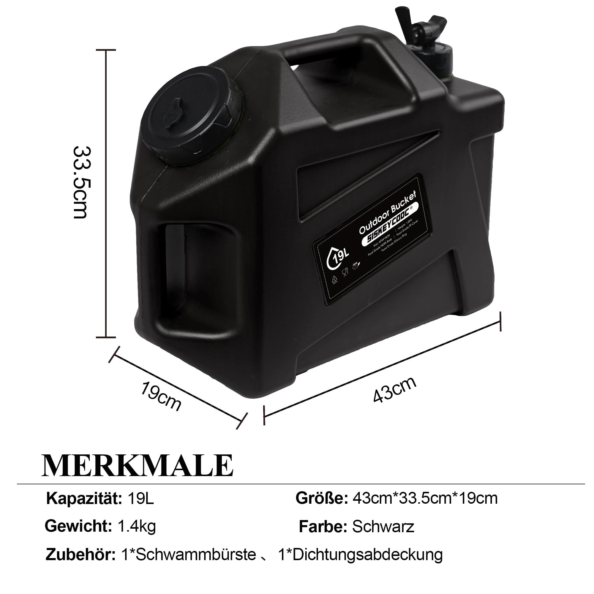 Bidon d'eau portable de 12 l avec robinet, réservoir d'eau sans BPA, réservoir d'eau vert, bec verseur, réservoir d'eau multifonction pour camping, extérieur, transport d'urgence