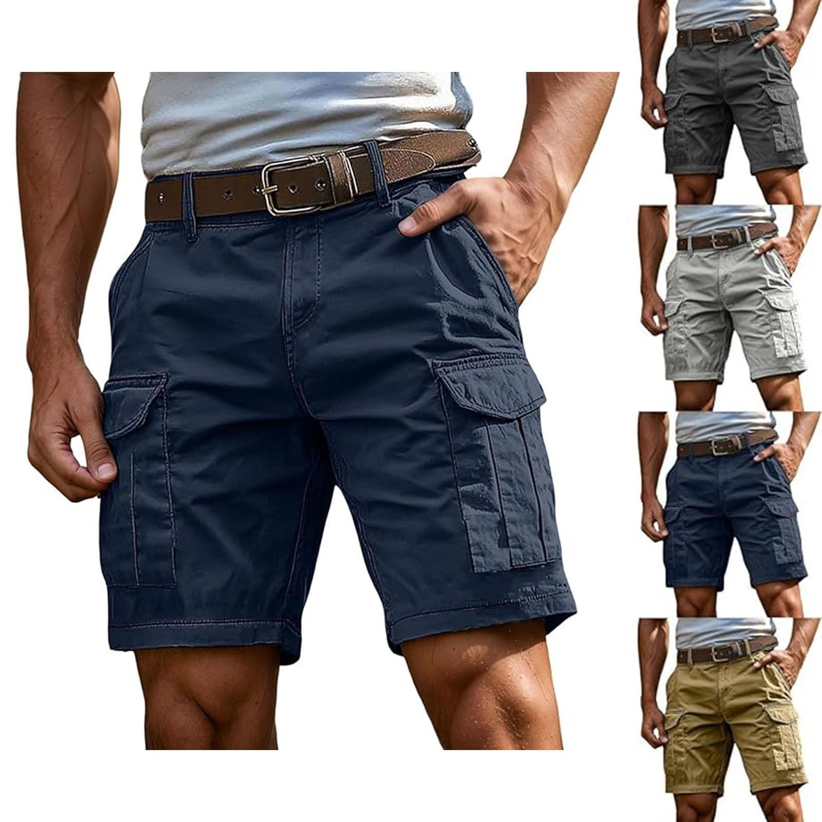 Short cargo pour homme idéal comme short d'été couleur unie M