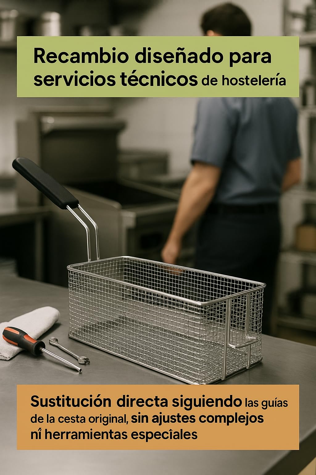 CubetasGastronorm ® cesta freidora 160x330x120 mm acero cromado recambio compatible con Zanussi modelos HFR 410 412 HFR 810 para freidora gas cocina profesional bar restaurante y hoteleria extra