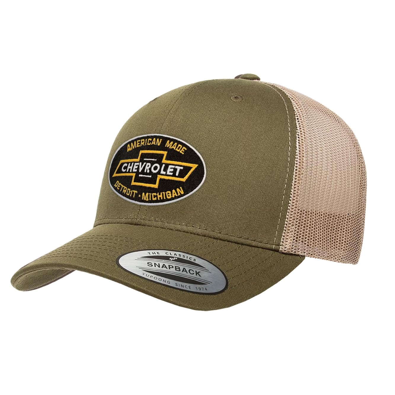 Chevrolet Officially Licensed American Made Premium Trucker Cap (Olive-Khaki)