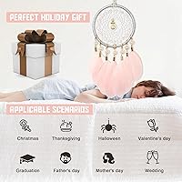 Vista 5 de Mini atrapasueños – Pluma de ganso con perla de lujo, cuero natural, pequeño atrapasueños hecho a mano para dormitorio, atrapasueños para niñas