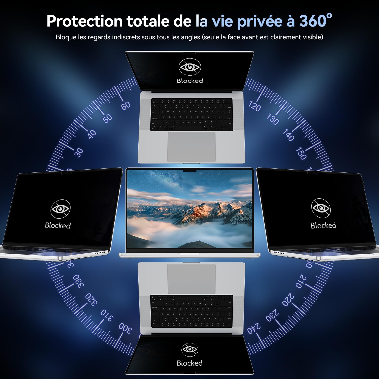 Filtro privacy a 360° per MacBook Pro da 14" (2021-2026, M1, M2, M3, M4, M5), filtro anti spia protezione schermo, Laptop Privacy Screen per Mac 14,2"