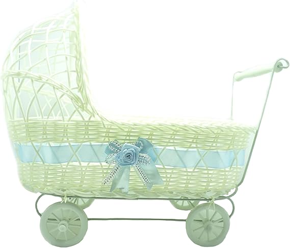 11 1/2'' Wicker Baby Boy Carriage 