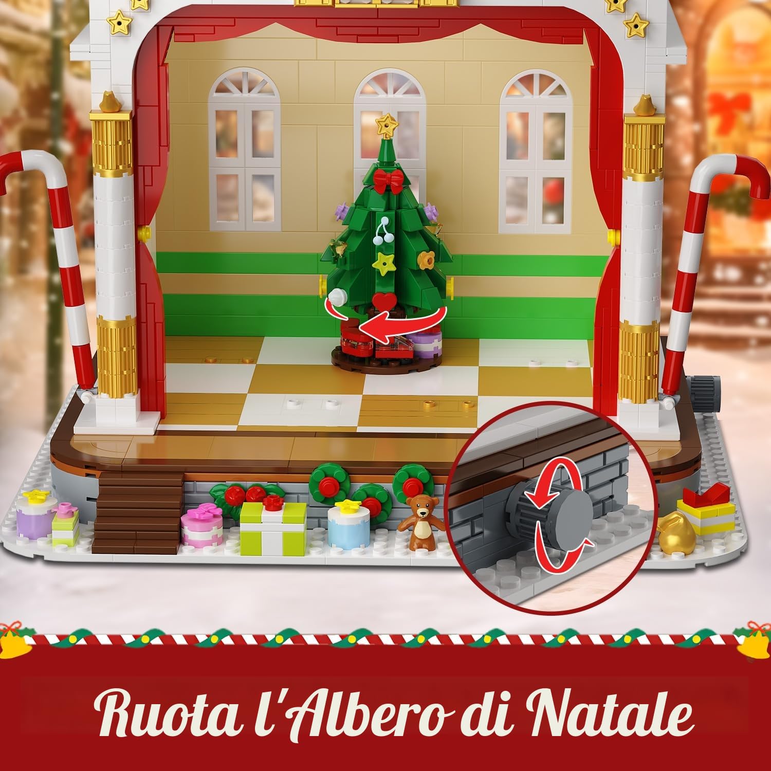 HOGOKIDS Calendario dell’Avvento 2025 Teatro di Natale con Luci, 24 Giorni di Conto alla Rovescia, Blocchi Mini 3,6 cm con 4 Figurine da Natale & 8 Minifigure, Regalo per Adulti Ragazzi Ragazze 10+