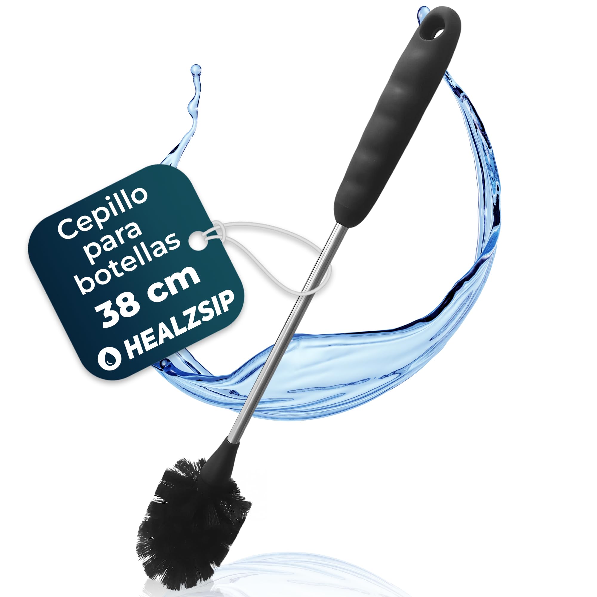 Cepillo de Limpieza para Botellas y Biberones - Mango de Plástico y Acero Inoxidable - Cerdas de Nylon Resistentes - Cepillo para Limpiar Botellas y Recipientes de Vidrio o Plástico