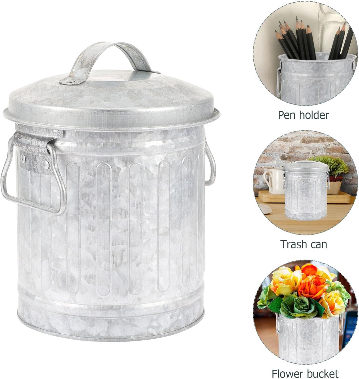 Cabilock Desktop Stationery Bucket Small Trash Bin with Lid 7.28X5.70X5.70In Mini Office Wastebasket Convenient Rubbish Bin for Home and Desk Storage