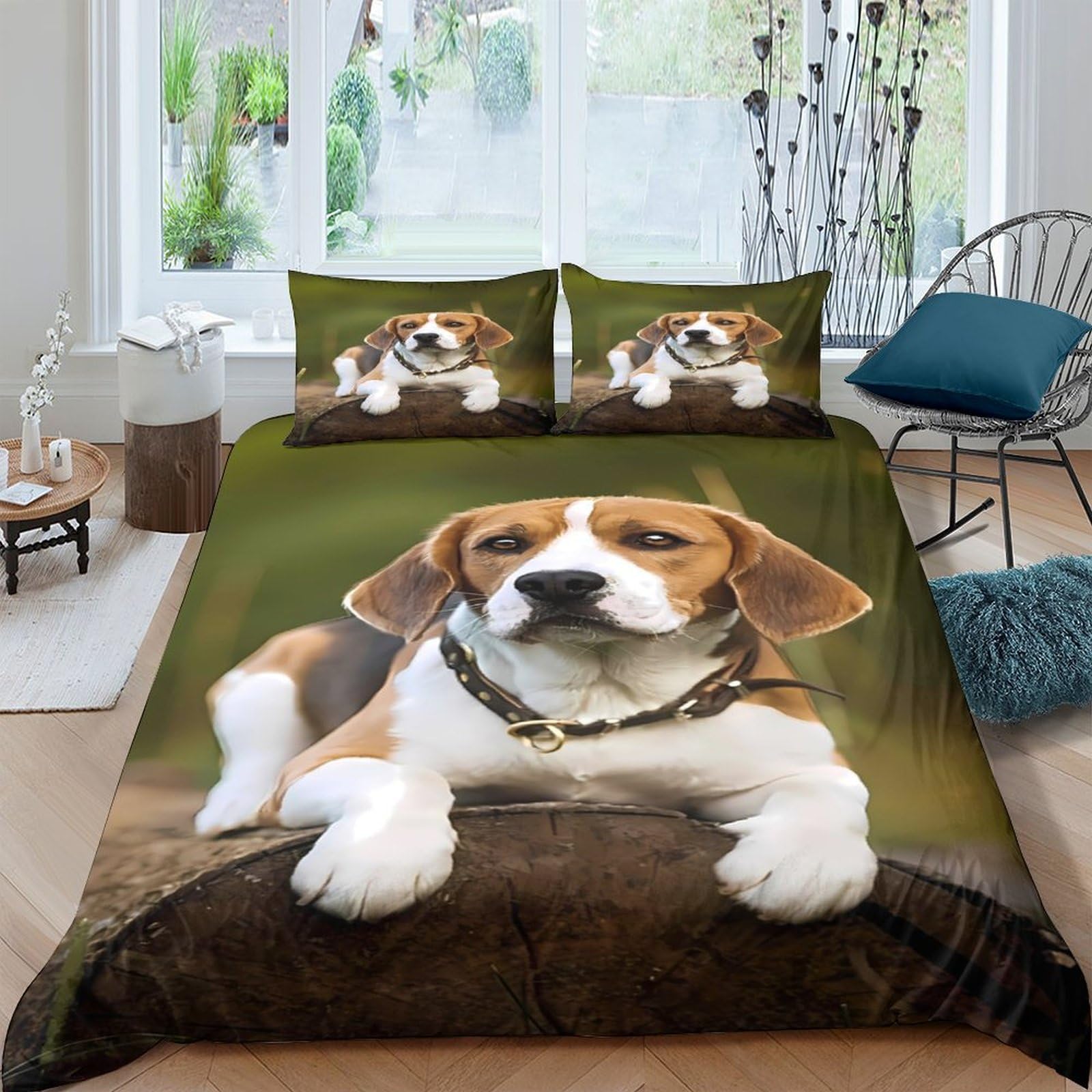 Ctjqhvkz Style-1 3D Printed Beagle Dog Fitted Sheet Microfiber Soft Breathable Brown Puppy Bed Sheet For Bedroom Decor Protection Single（135X200cm）
