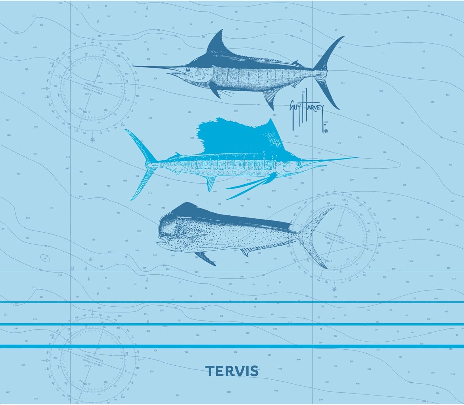 Tervis Venture Water Bottle Guy Harvey - Saltwater Trio Triple Insulated Tumbler Travel Cup Keeps Drinks Cold & Hot, 26oz, Stainless Steel - Image 2