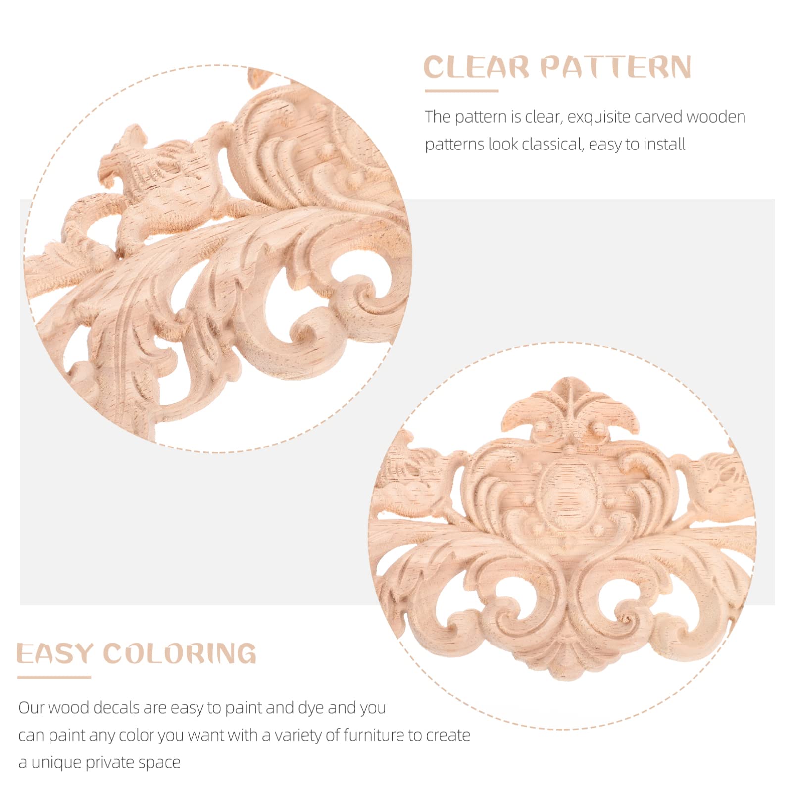 Houten Appliqués Decoratie 2 Stuks Hout Gesneden Ornament Onbehandelde Houten Sculptuur Applicatie Voor Meubels Decoratie Kast Raam Deur Bed Decoratie (stijl 6 Ongeverfde Houtversiering