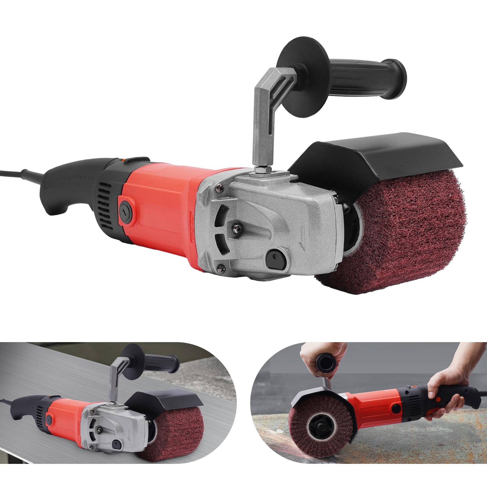 Máquina de satén de 1580 W, 100 a 3000 rpm, lijadora de cepillo de madera con función de lijado en rodillo, cepillo de madera para renovaciones exteriores, pulidora y pulidora, rango de velocidad